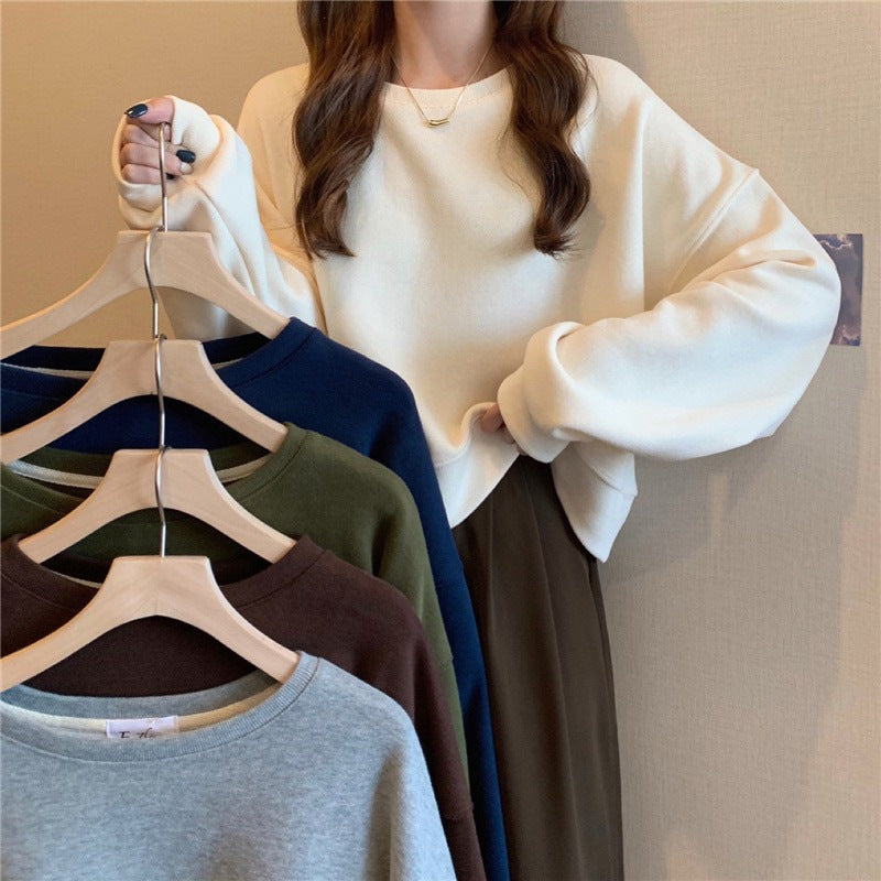 Damen Oversized Sweatshirt Weich Komfortkragen Schwarz - Eveloria