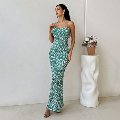 Damen Maxikleid Floraldruck Verstellbare Träger - Eveloria