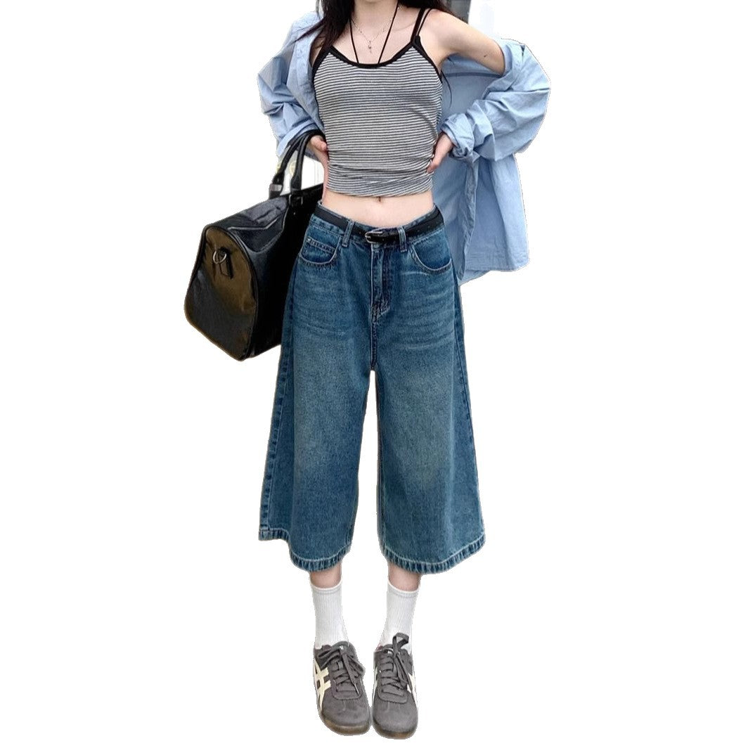 Damen Weite Jeans Culottes Eveloria