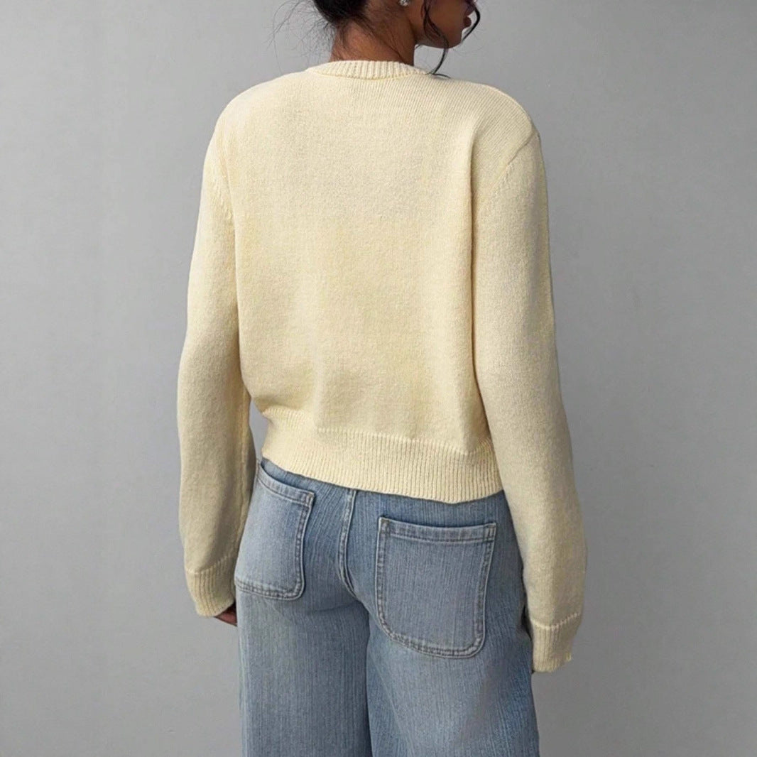 Damen Strickjacke aus softer Baumwolle mit Knöpfen Beige