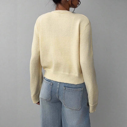 Damen Strickjacke aus softer Baumwolle mit Knöpfen Beige