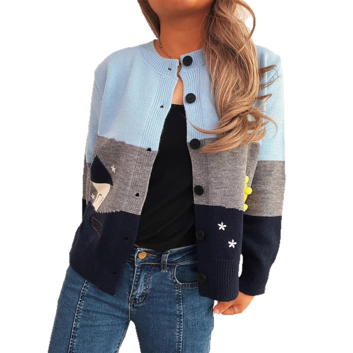 Damen Strickjacke mit Applikationen