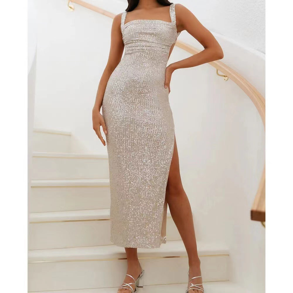 Damen Paillettenkleid Schmal Schnitt Verführerisches Design
