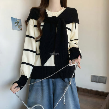 Damen Pullover Lässig Mit Bindegürtel Eveloria