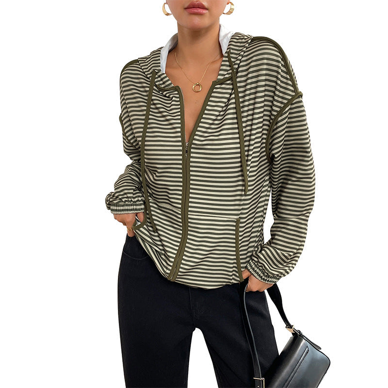 Damen Kapuzenjacke Gestreift Eveloria