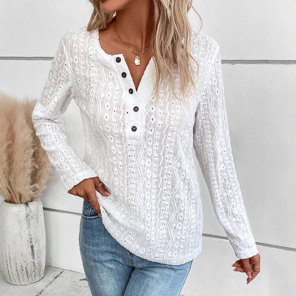 Damen Langarmshirt Nostalgisches Knopfdetail Eveloria - Eveloria
