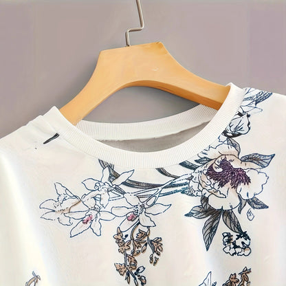 Damen Sweatshirt Floraler Druck Relaxed Fit Eveloria