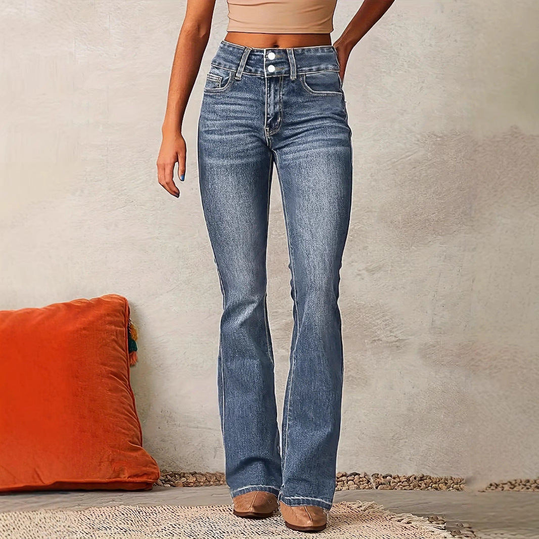 Damen Hochtaillierte Bootcut Jeans Eveloria