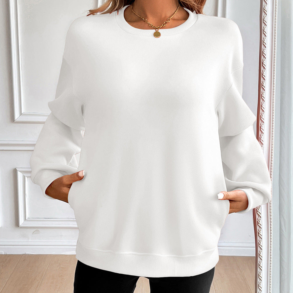 Eveloria Damen Sweatshirt Baumwollmischung Rundhalsausschnitt Schwarz - Eveloria