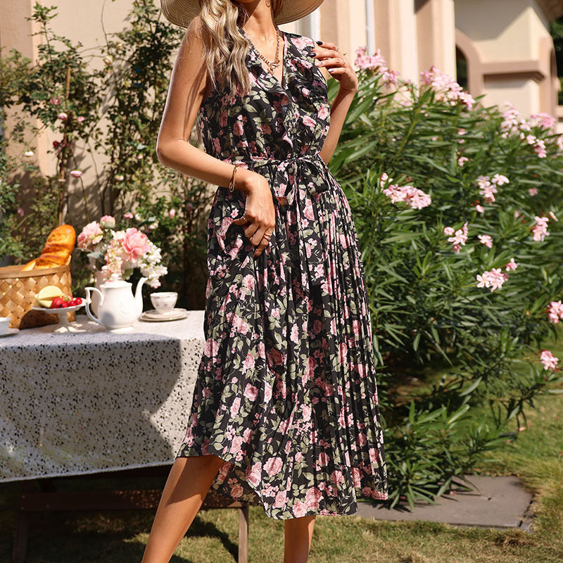 Damen Maxikleid Floralmuster Schwingrock Eveloria - Eveloria