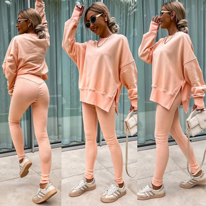 Damen Sport-Loungewear-Set Sweatshirt und Leggings Weite Passform