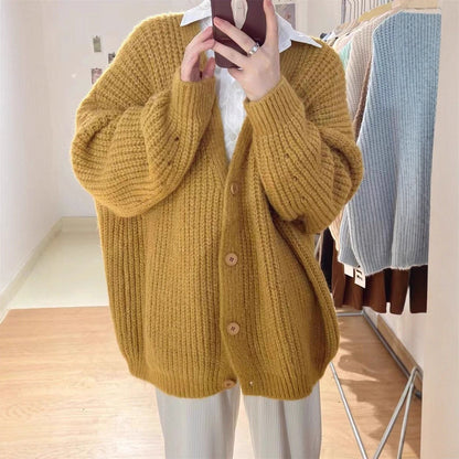 Damen Strickcardigan Oversized Kuschelig Grau Eveloria
