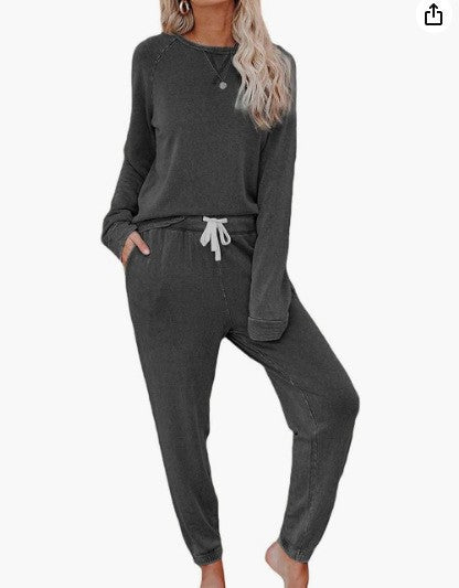 Damen Lounge-Set Oversized-Pullover und Hose Bequem Grau Eveloria