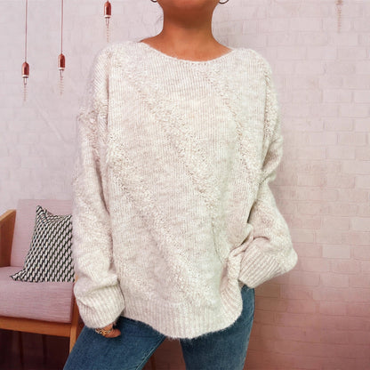 Damen Pullover Diagonales Strukturdesign Eveloria