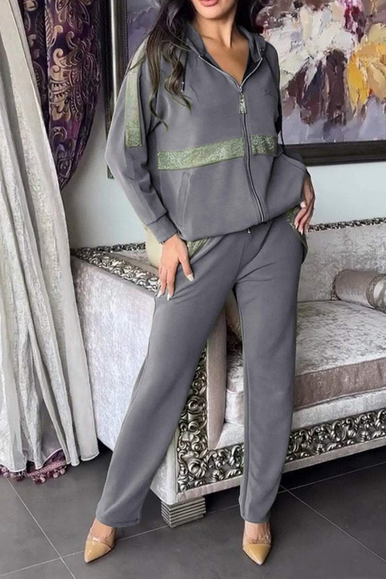 Damen Sportanzug-Set Lässig Mit Taschen Eveloria