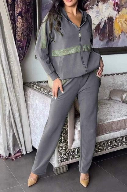 Damen Sportanzug-Set Lässig Mit Taschen Eveloria