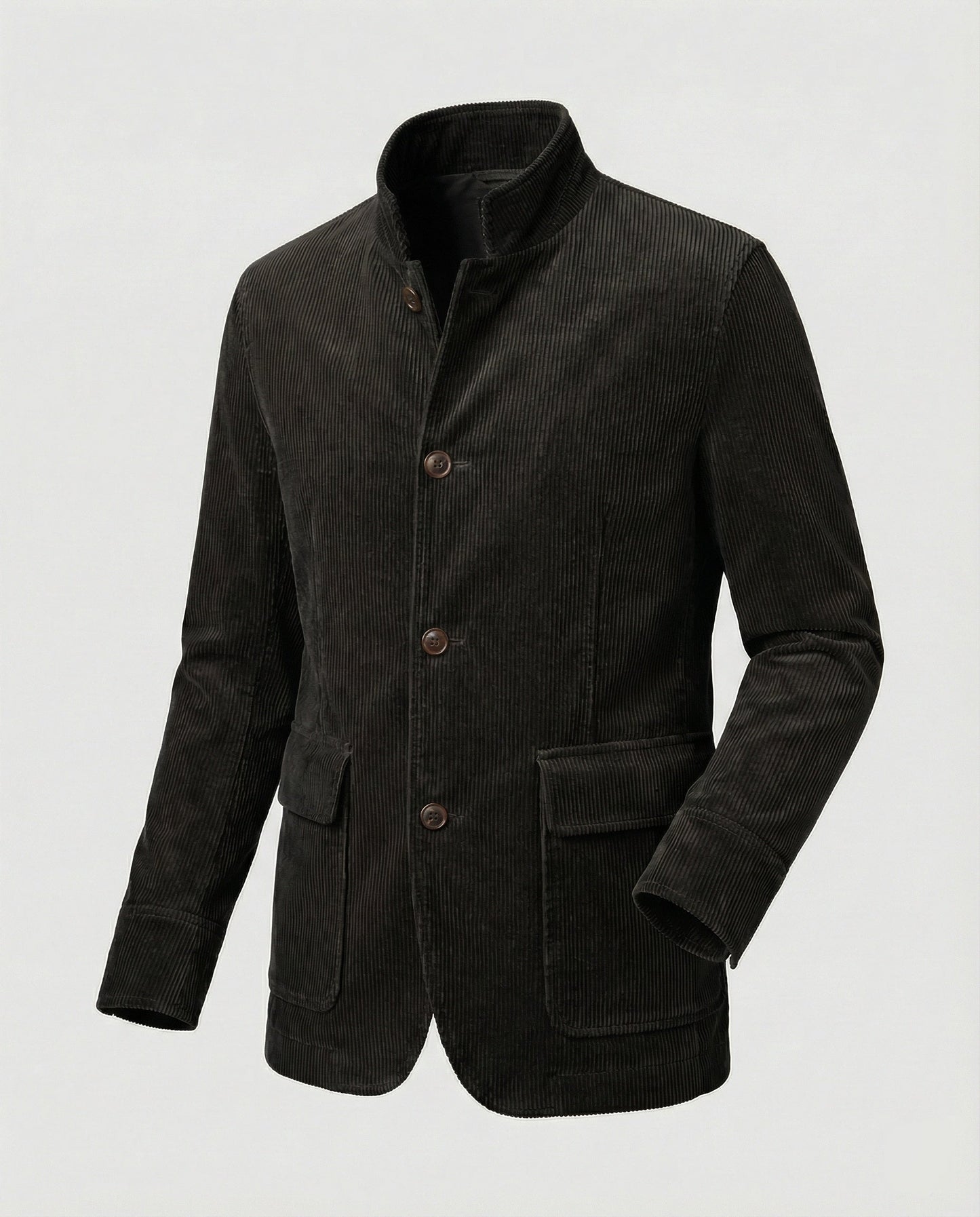Herren Cordmantel Knopfleiste Braun