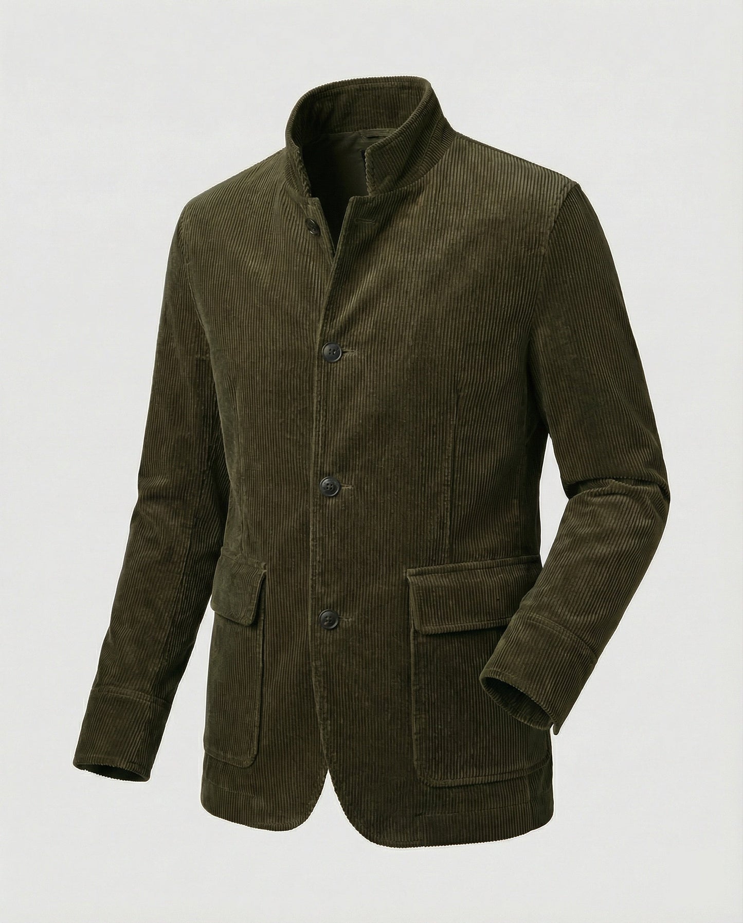 Herren Cordmantel Knopfleiste Braun