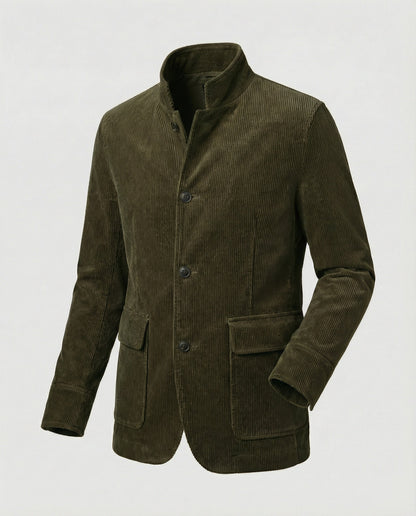Herren Cordmantel Knopfleiste Braun