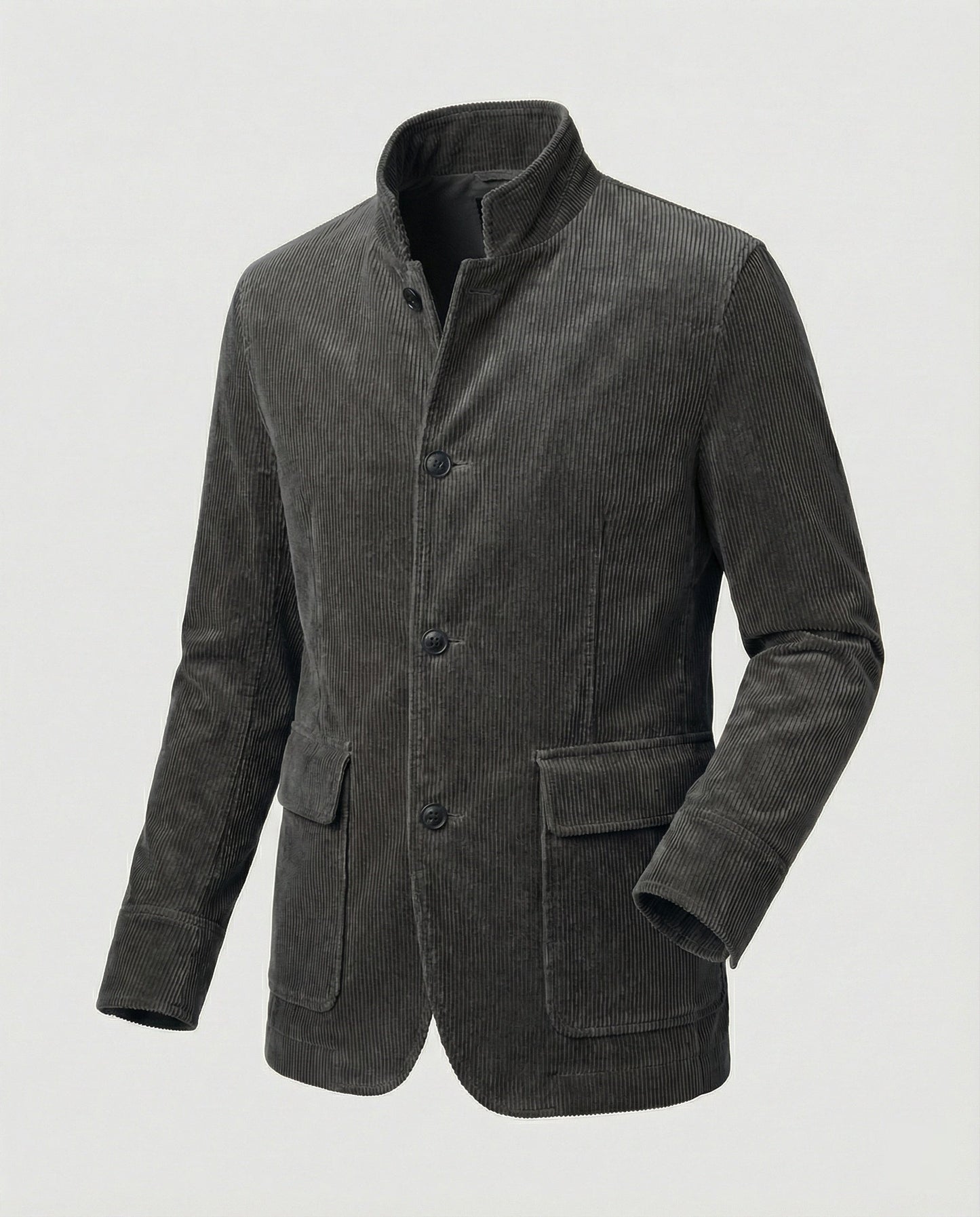 Herren Cordmantel Knopfleiste Braun