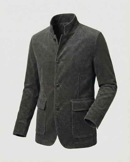 Herren Cordmantel Knopfleiste Braun