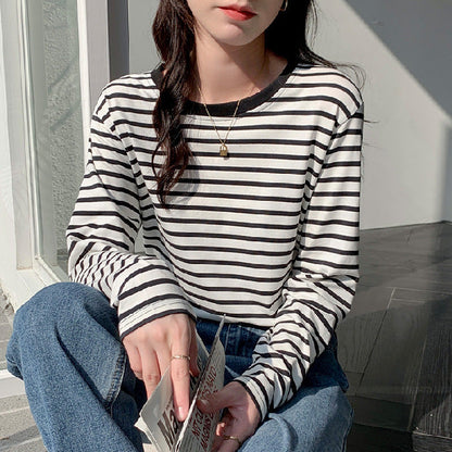 Damen Langärmliges T-Shirt Gestreift Eveloria