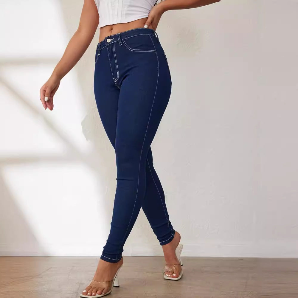 Damen Skinny Jeans Hohe Taille Figurbetonter Schnitt Eveloria