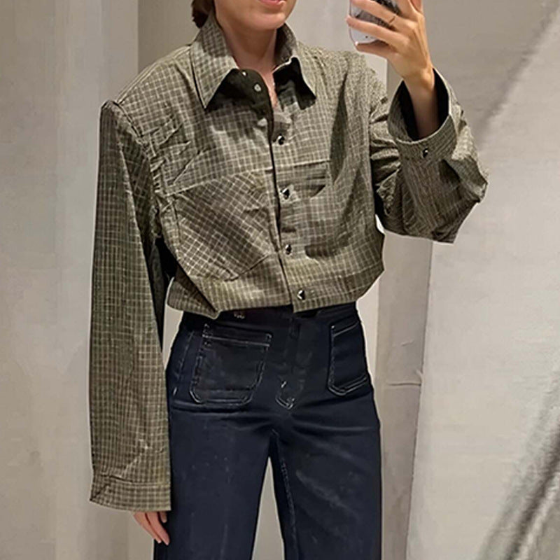 Damen Karobluse Lässiger Schnitt Eveloria - Eveloria