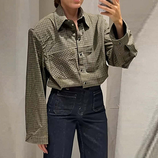 Damen Karobluse Lässiger Schnitt Eveloria - Eveloria