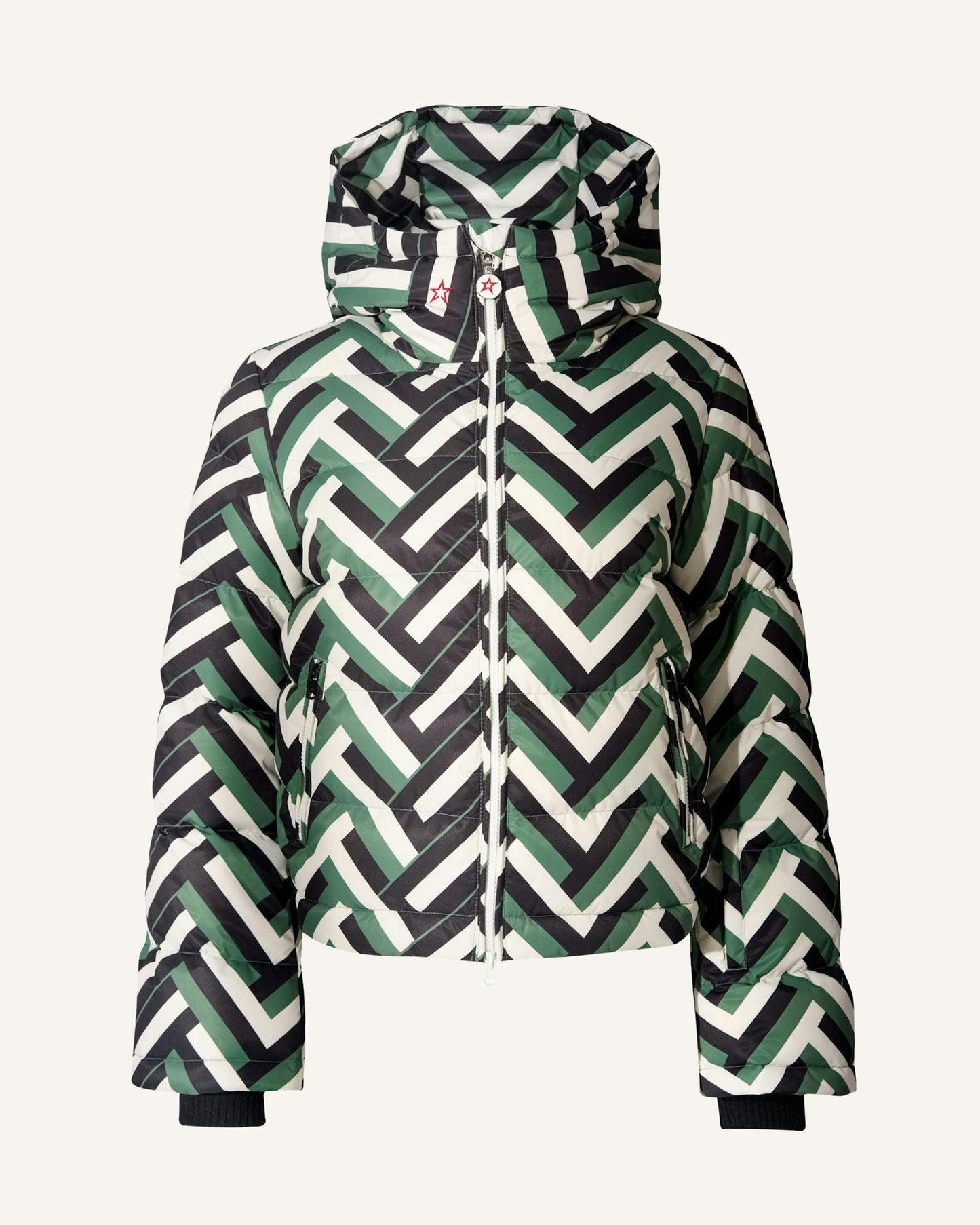 Damen Steppjacke Kapuze Geometrisches Muster