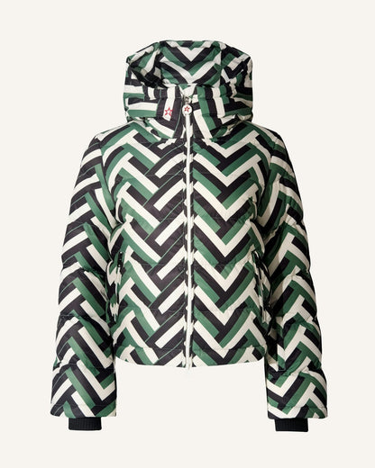 Damen Steppjacke Kapuze Geometrisches Muster