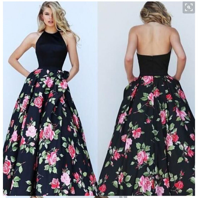 Damen Ballkleid Elegant Oberteil Floraler Rock