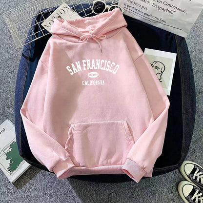 Damen Kapuzenpullover Lässig San Francisco Print Bequem