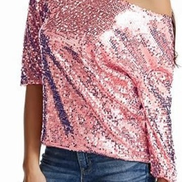 Damen Glitzernde Pailletten Bluse Eveloria