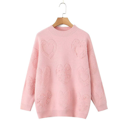 Damen Strickpullover mit Herzen Eveloria