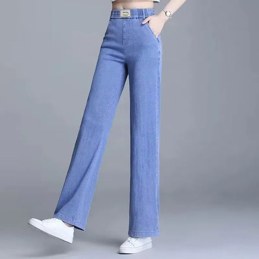 Damen Weite Jeanshose Elastisch Schwarz Eveloria - Eveloria