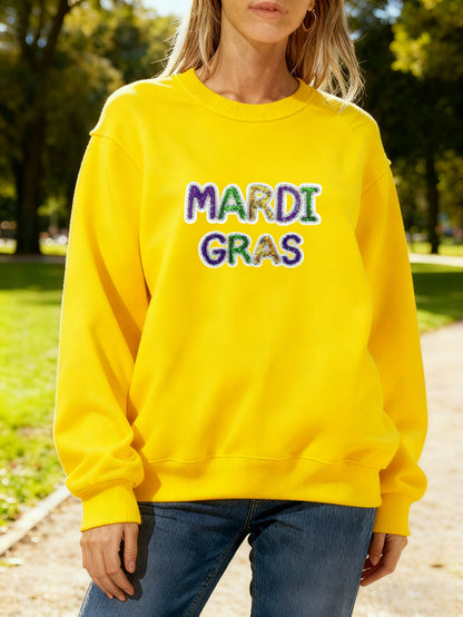 Damen Sweatshirt Mardi Gras Schriftzug Eveloria