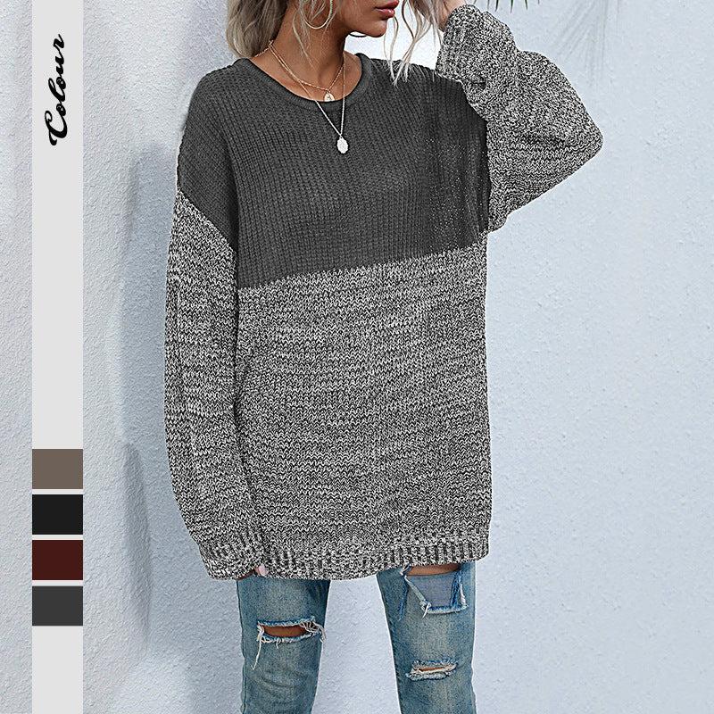 Damen Strickpullover Oversized Lässig Farbkontrast - Eveloria