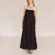Damen Maxikleid Lockerer Schnitt Verstellbare Träger Beige