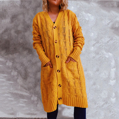 Damen Cardigan Grobstrick mit Taschen und Knöpfen Beige