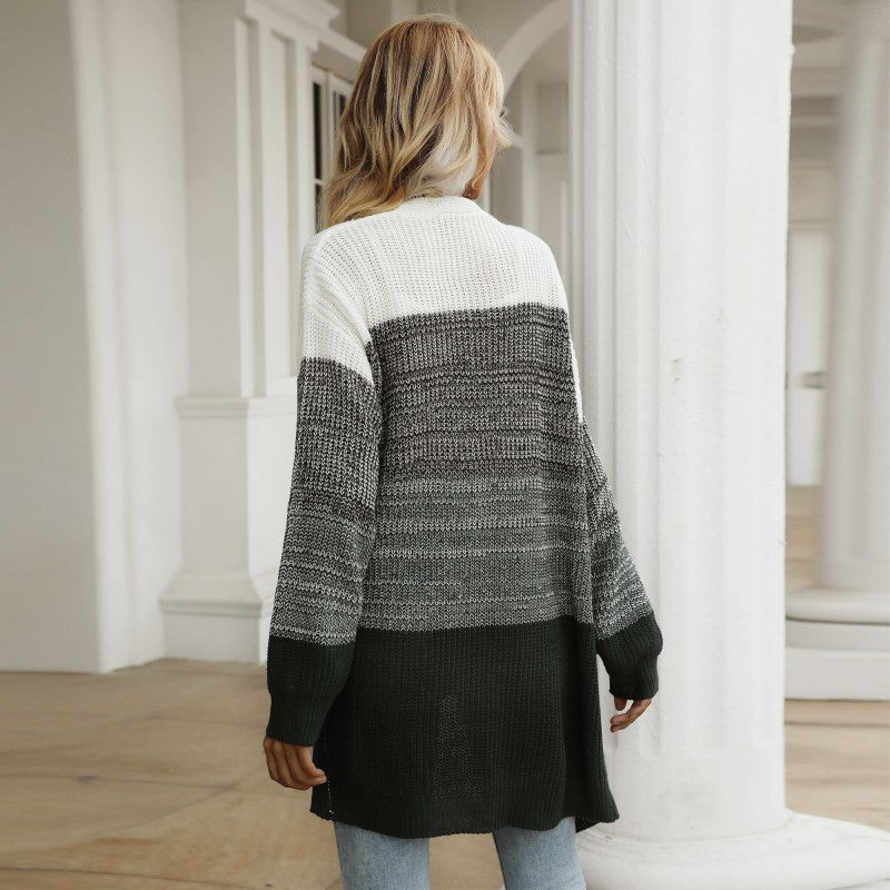 Damen Strickcardigan Lässig Weite Ärmel Grau Eveloria