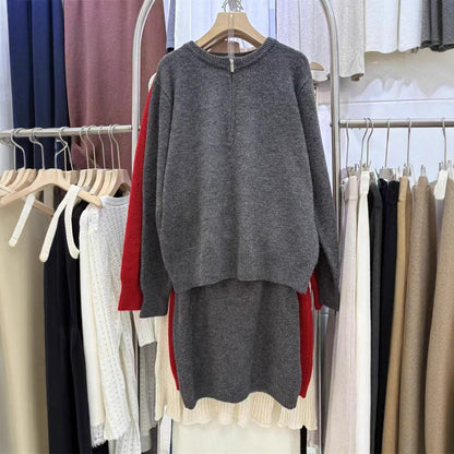 Damen Strickpullover-Kleid Hochkragen Reißverschluss Eveloria