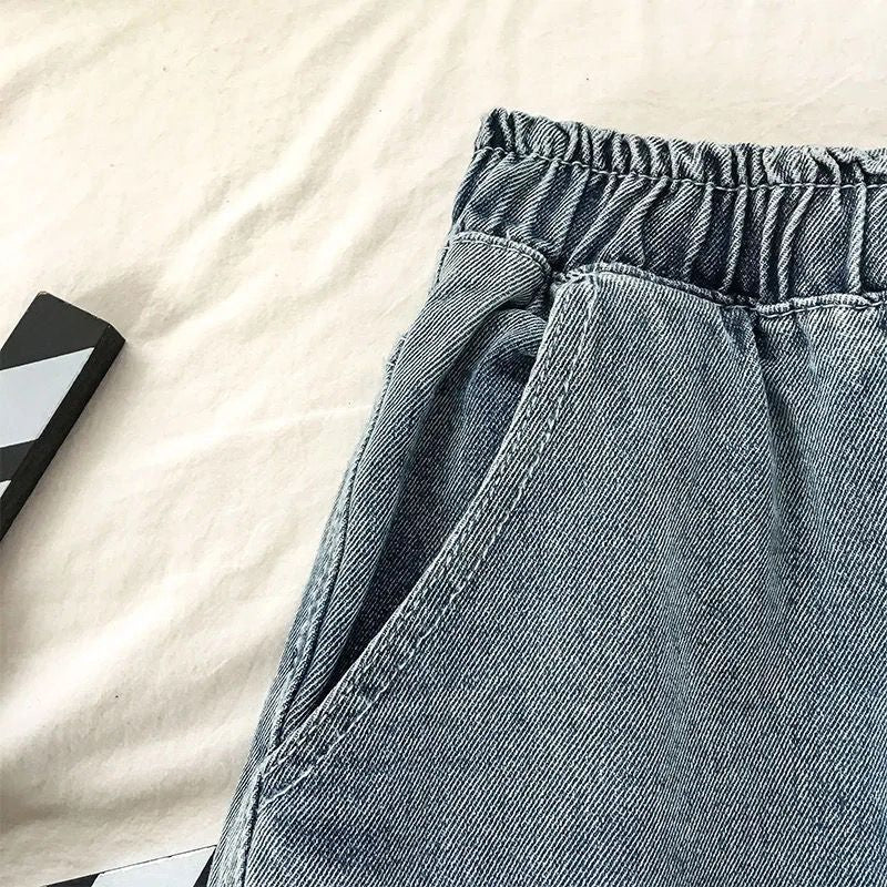 Damen Denim-Shorts Elastischer Bund Blau