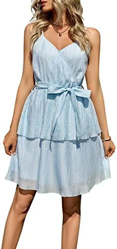 Damen Sommerkleid Wickeloptik Rüschen Eveloria