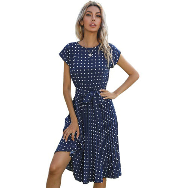Damen Midi-Kleid Taillierbarer Gürtel Punkte