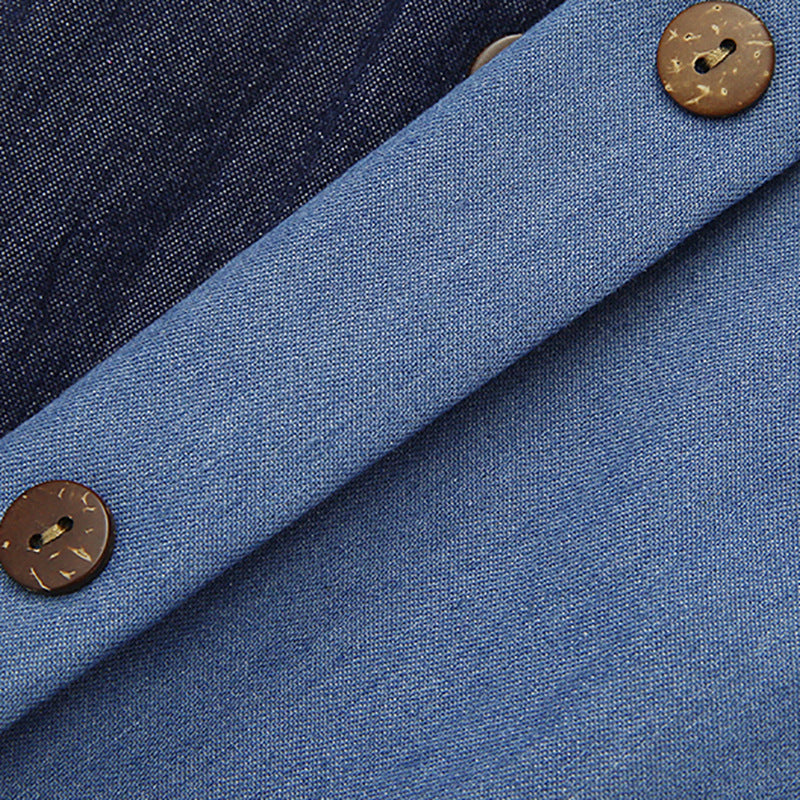 Damen Denim-Rock Lang Knöpfe Blau Eveloria