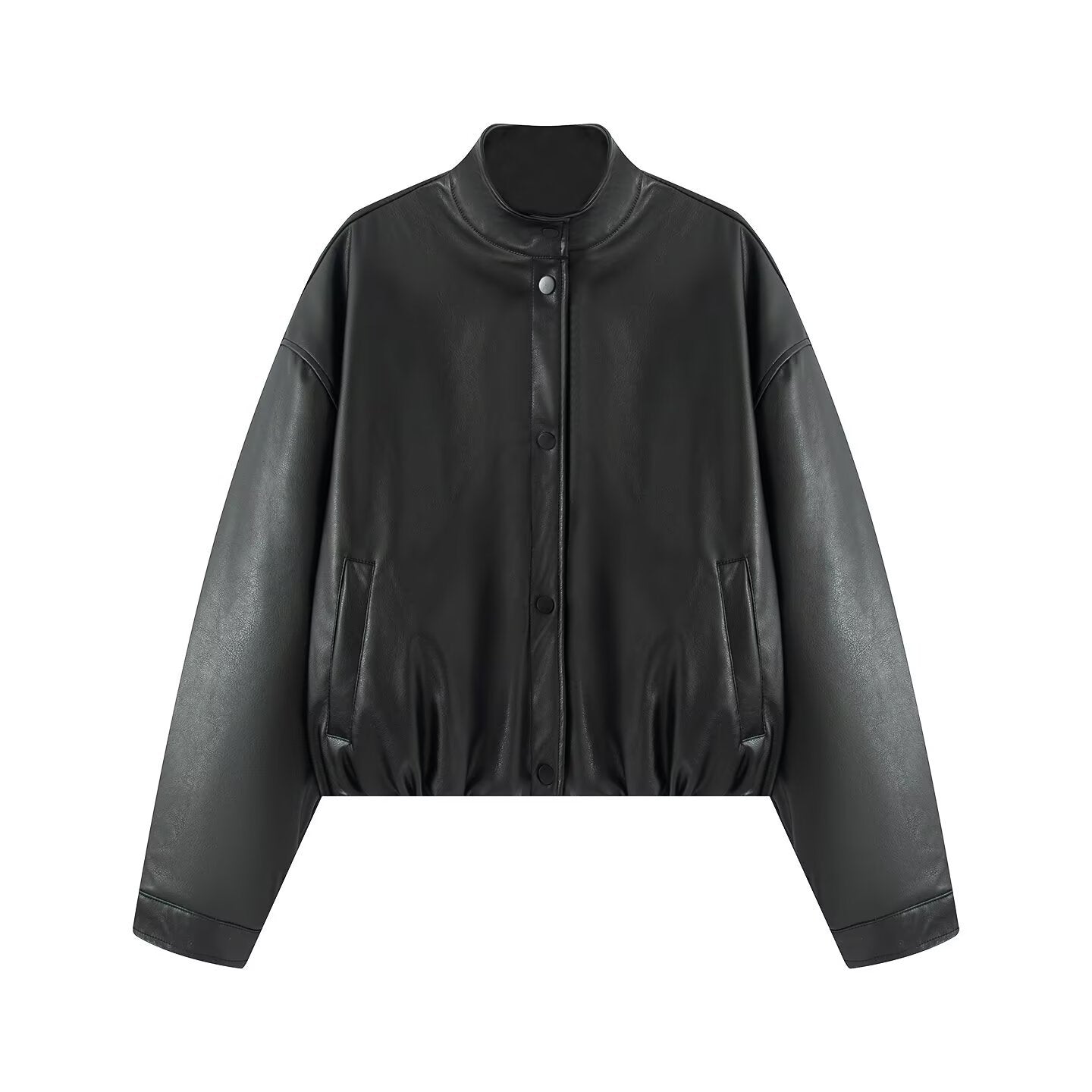 Damen Kunstlederjacke Stehkragen Eveloria