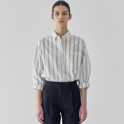 Damen Bluse Übergroß Gestreift Eveloria