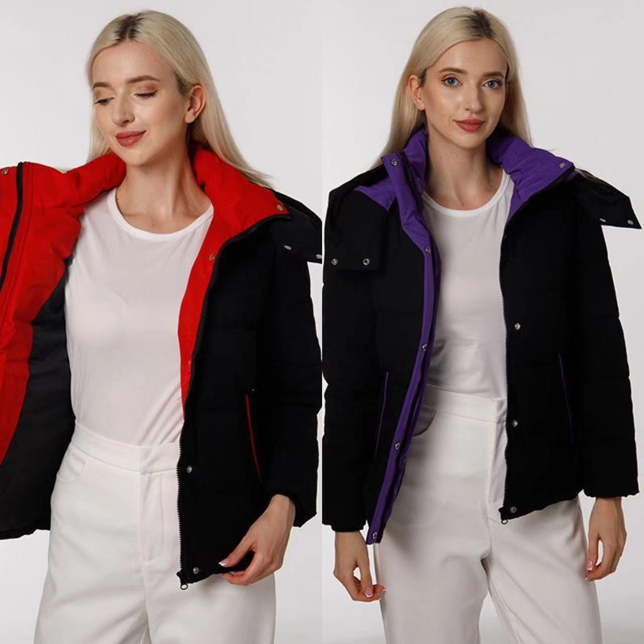 Eveloria Damen Winterjacke Gesteppt Wendbar Praktische Taschen - Eveloria