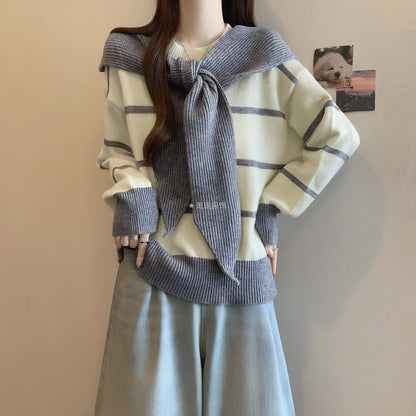 Damen Pullover Lässig Mit Bindegürtel Eveloria